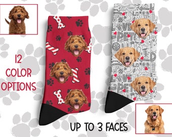 Custom Face Socks w Text, Personalize Photo Sock w Face for Men and Women, Funny Pet Socks, Father&#39;s Day, Dad, Gift for Him Couple w Picture