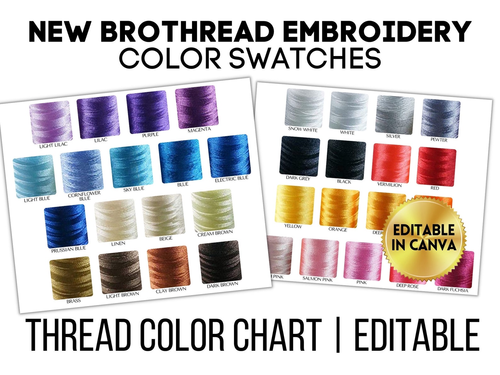 New Brothread Embroidery Thread Color Swatch Chart Graphic Etsy