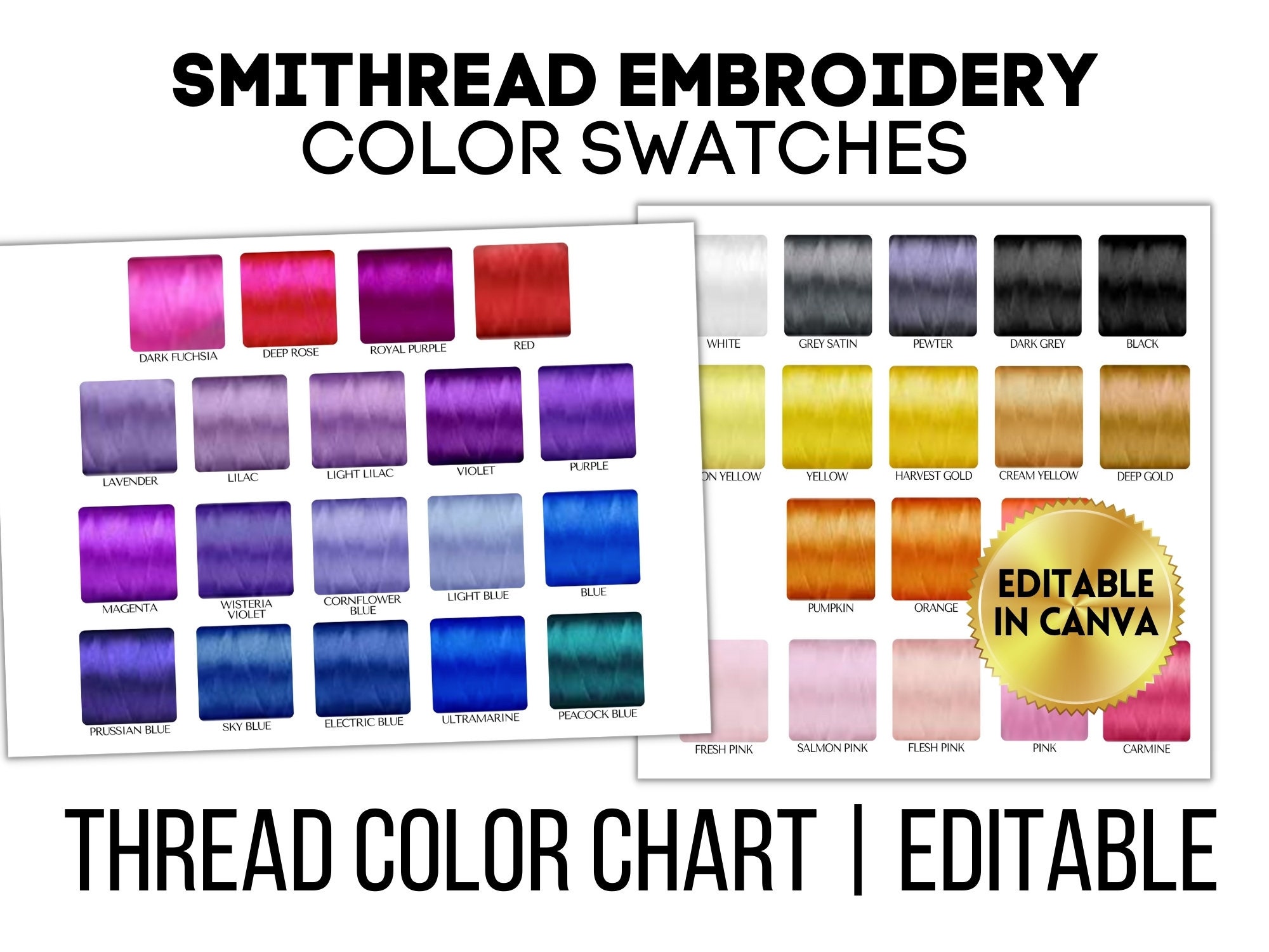Smithread Embroidery Thread Color Swatch Chart Graphic Etsy