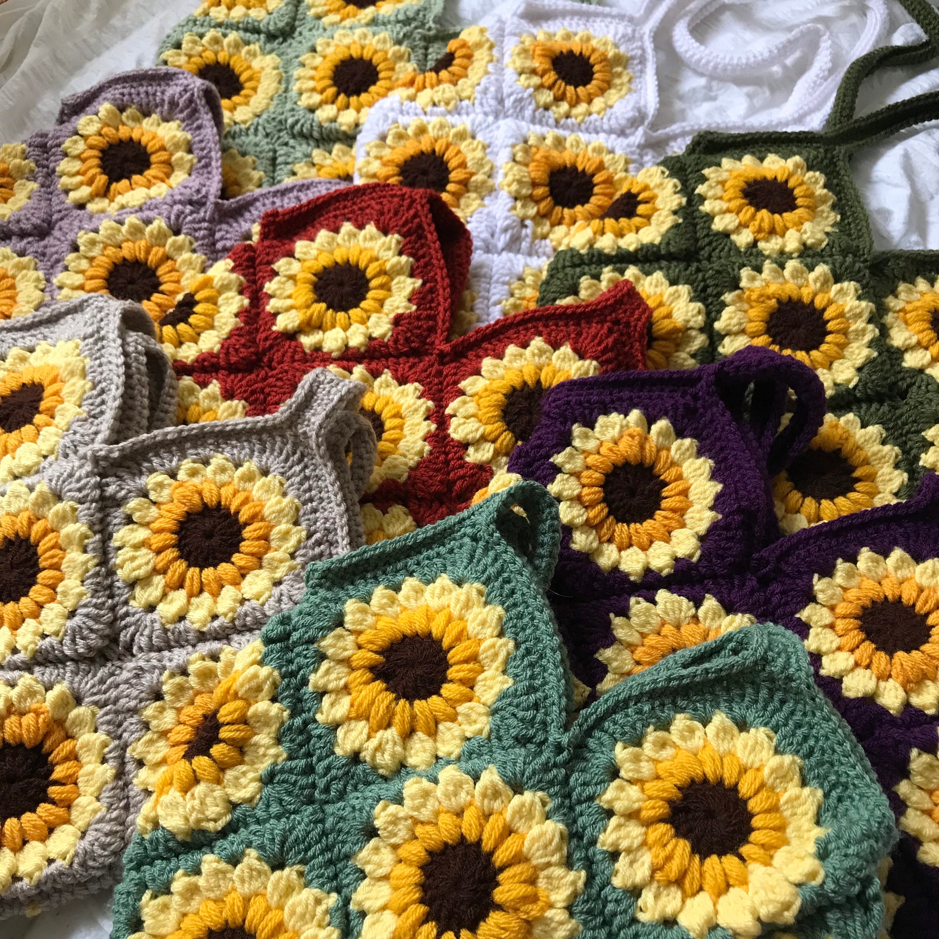 Sunflower Crochet Bag Sunflower Bag Crochet Bag Tote Bag Etsy