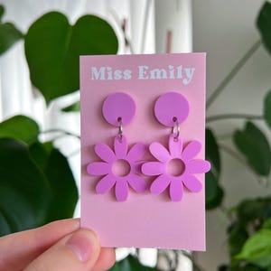 Flower Acrylic Earrings - Purple