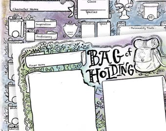 DnD Inventory Sheet Printable Bag of Holding Inventory Tracker  D&D 5e Character Sheet  PDF dungeons and dragons printable
