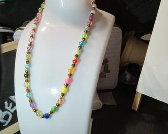 A beautiful beaded necklace, handmade and lightweight.