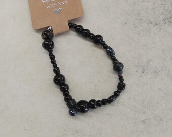 A black beaded bracelet