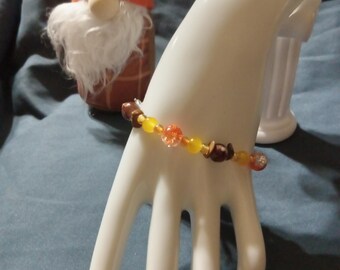 Beaded Bracelet, handmade, one of a kind. Fall, Thanksgiving theme.