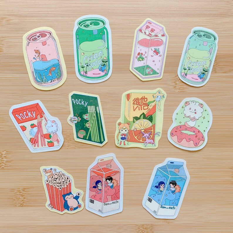 5 pcs cute pokemon anime studio ghibli sticker pack etsy