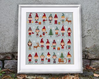 Cross-stitch pattern "Christmas Gnome" Instructions for embroidering for an advent calendar