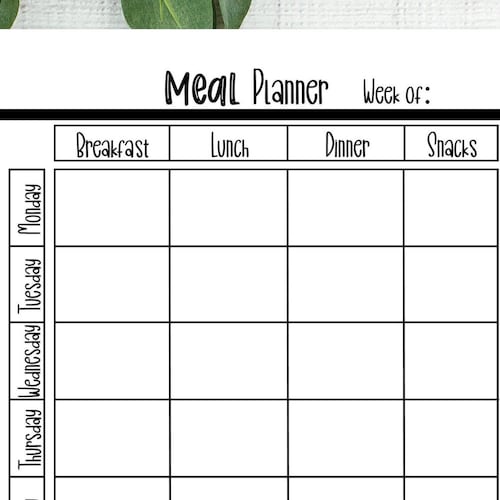 Meal Planner Printable Weekly Meal Planner With Grocery List | Etsy