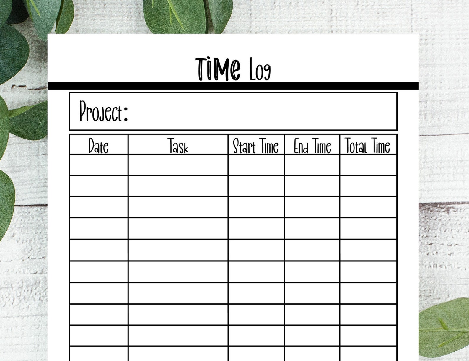 EDITABLE Time Log Printable Project Time Log Work From Home | Etsy Ireland