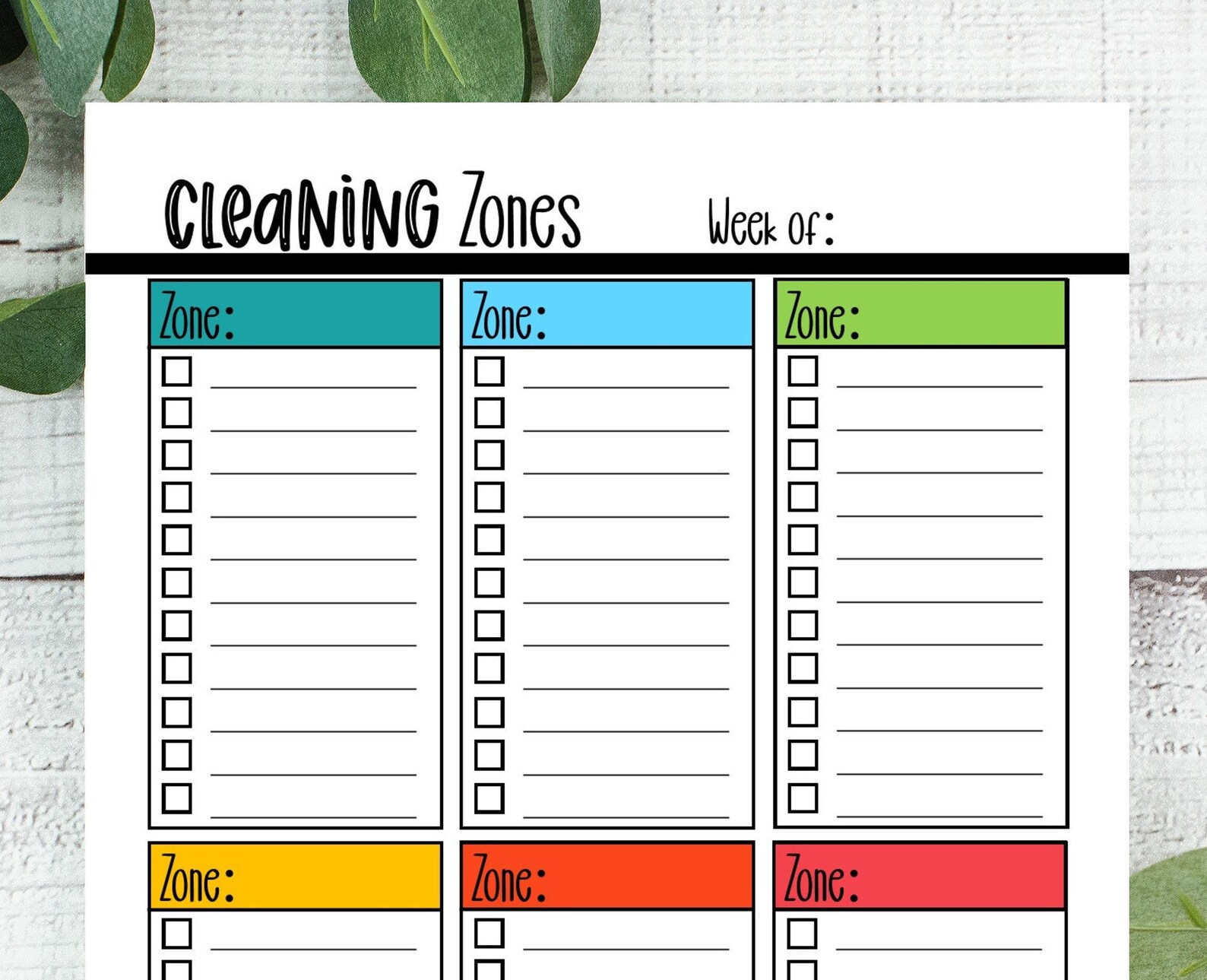 Zone Cleaning Printable