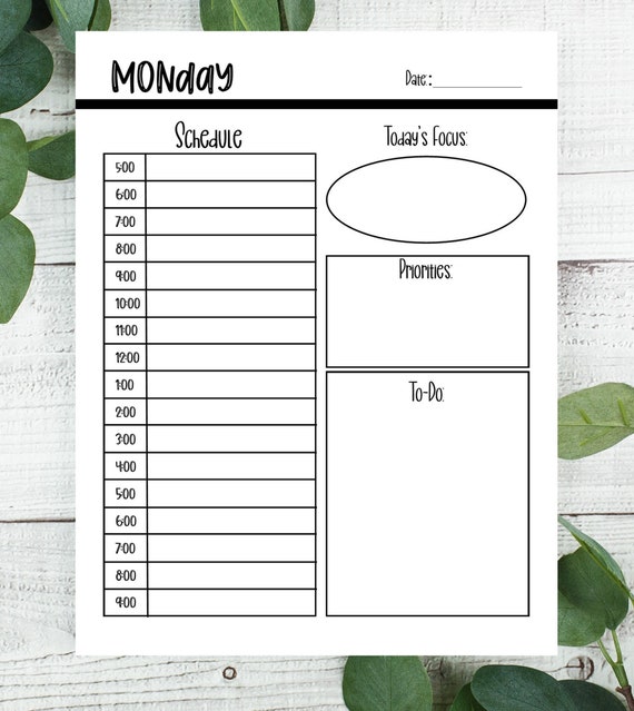 printable 7 day planner daily hourly planner printable etsy