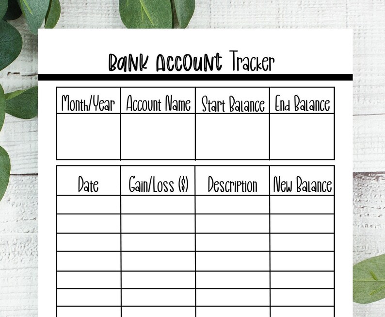 bank account tracker printable bank account tracker printable