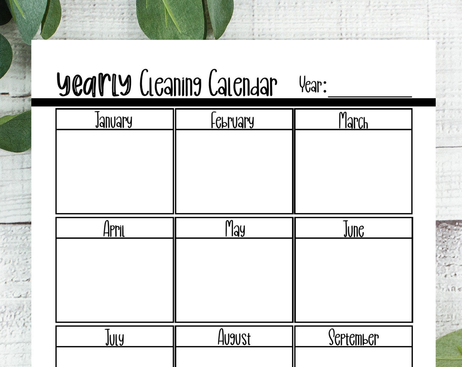 Yearly Cleaning Calendar Printable Cleaning Planner Cleaning Etsy