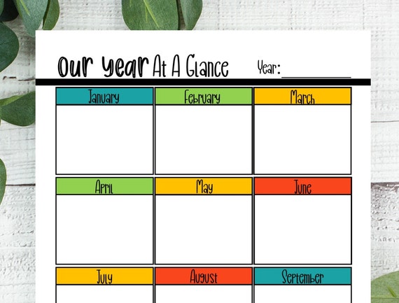 EDITABLE Yearly Calendar Printable Printable Calendar - Etsy