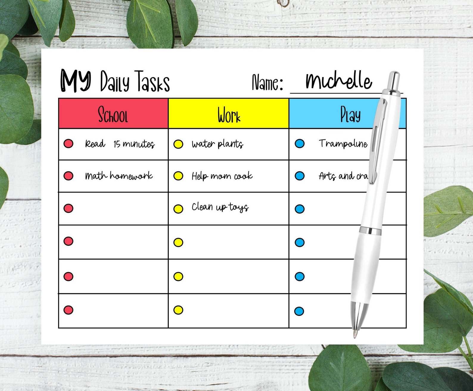 Kids block schedule printable kids daily schedule etsy