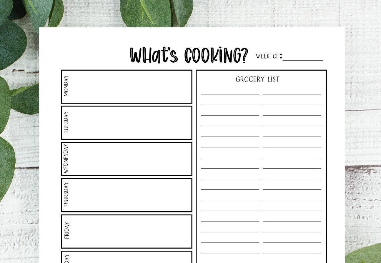 editable weekly meal plan meal plan template meal plan etsy