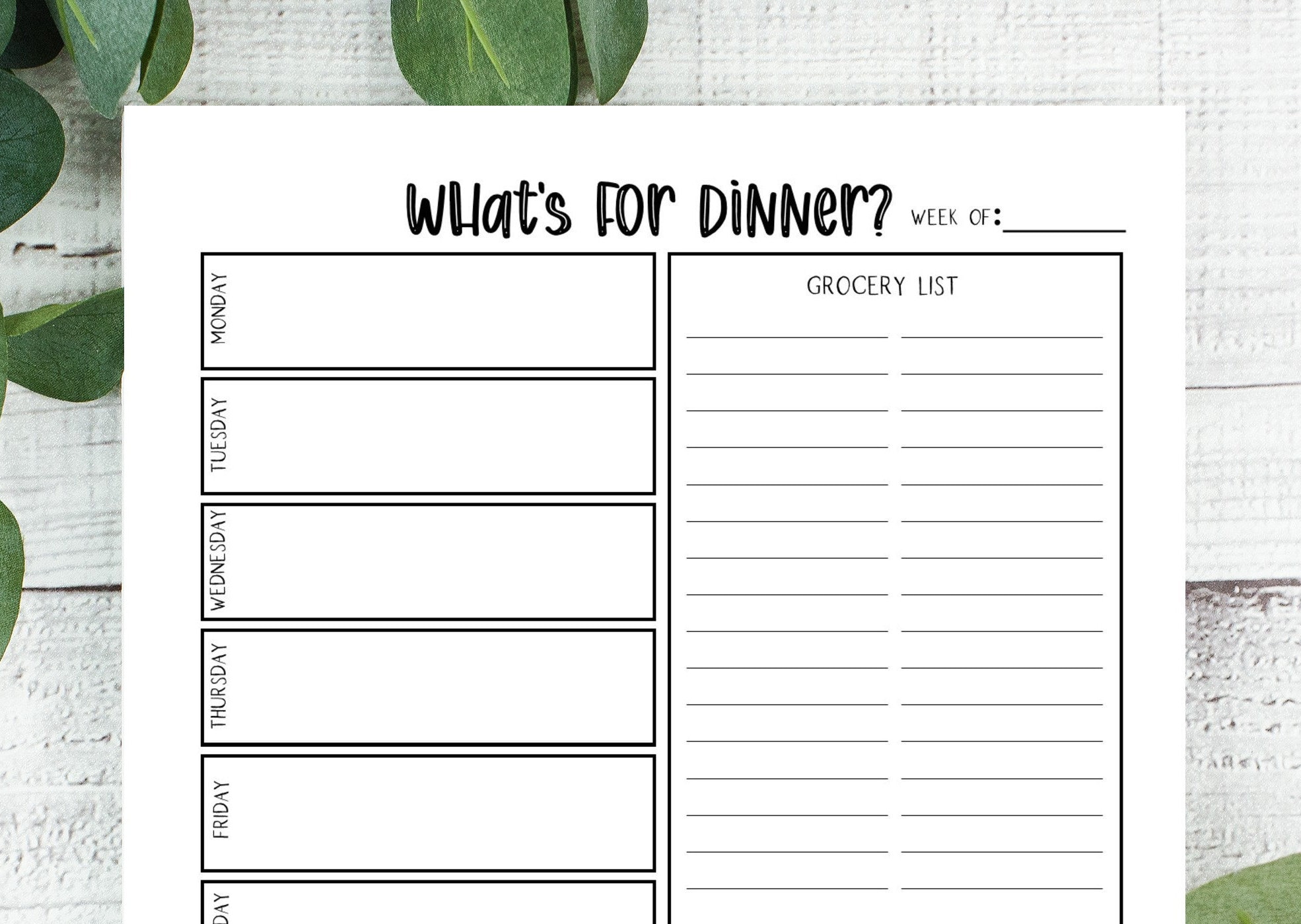 What's For Dinner Printable Meal Planner Dinner Planner | Etsy