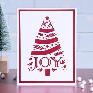 Archivo de corte SVG de tarjeta navideña para Cricut, archivo SVG de tarjeta de árbol de Navidad y sobre tamaño A2
