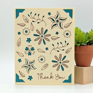 Floral Thank You Insert Card, Cricut Joy SVG File, Digital File