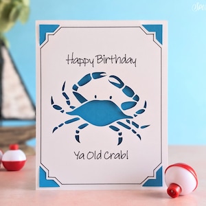 Tarjeta de feliz cumpleaños SVG Archivo de corte, Tarjeta de felicitación de cangrejo viejo SVG, Cricut Joy, Archivo SVG, Archivo digital