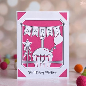 Happy Birthday Card SVG Cut File, Greeting Card SVG, Birthday Cupcake svg file, Cricut Joy, SVG File, Digital File