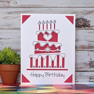 Happy Birthday Card SVG Cut-bestand, wenskaart SVG, verjaardagstaart SVG-bestand, Cricut Joy, SVG-bestand, digitaal bestand