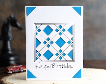 Happy Birthday Card SVG Cut File, Greeting Card SVG, Argyle Card svg file, Cricut Joy, SVG File, Digital File