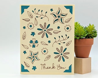 Floral Thank You Insert Card, Cricut Joy SVG File, Digital File