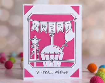 Happy Birthday Card SVG Cut File, Greeting Card SVG, Birthday Cupcake svg file, Cricut Joy, SVG File, Digital File