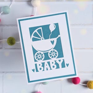 Cricut 用ベビーカード SVG カット ファイル、新しいベビーカード SVG ファイルと封筒 A2 サイズ、ベビーシャワー