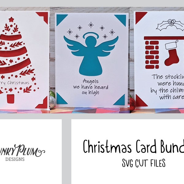 Christmas Card Bundle SVG, Christmas Card svg, Merry Christmas svg, Angels on High SVG File, Stocking svg Digital File
