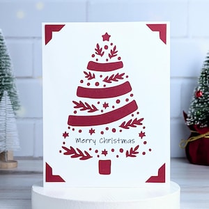 Weihnachtskarte SVG, frohe Weihnachtsbaum-Svg-Datei, Grußkarte SVG-Digital-Datei