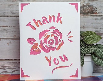 Thank You Insert Card with Rose, Cricut Joy, SVG File, Digital File