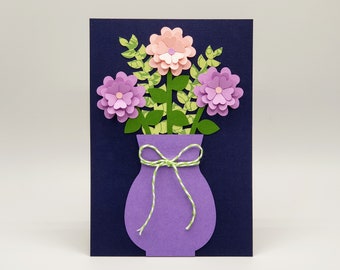 Vase with 3D Flowers SVG and DXF Cutting Files Paper Craft for Cricut, Silhouette