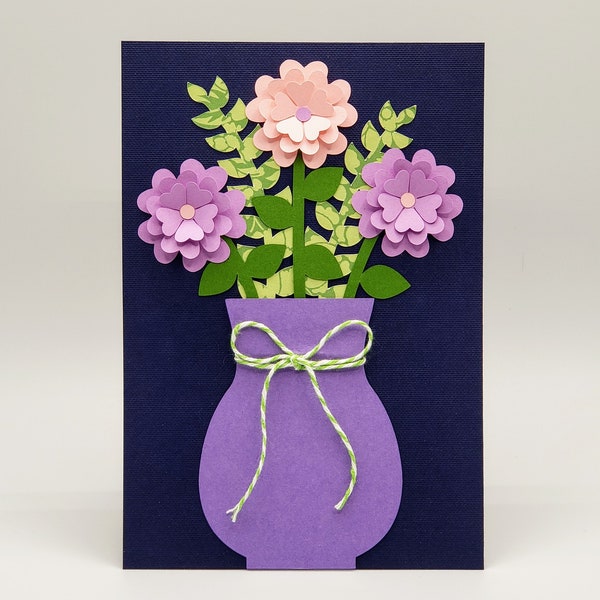 Jarrón con flores 3D SVG y DXF archivos de corte papel artesanía para cricut, silueta