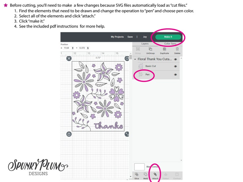 Cricut Joy Cutaway Card SVG Floral Thank You Cutaway Card Etsy
