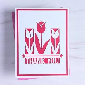Thank You Card SVG, Tulip Thank You Card and Envelope File for Cutting Machines, A2 Size