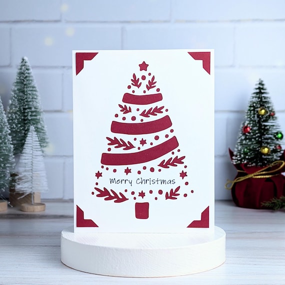Christmas Card SVG, Merry Christmas Tree svg file, Greeting Card SVG Digital File