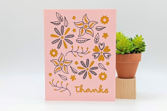 Cricut Joy Cutaway Card SVG, Floral Thank You Cutaway Card SVG