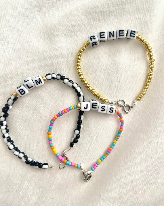 CUSTOM beaded letter bracelet stacking bracelet Etsy