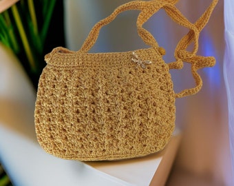 Clutch Bag, Marigold, Hand Crocheted