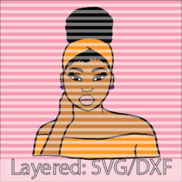 Afro Diva SVG, Face, Queen Boss, Lady, Black Woman, Glamour, Drip, Nubian, Melanin, SVG,  Clipart Silhouette Cricut Cut Cutting