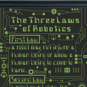 The Three Laws of Robotics Cross Stitch Pattern