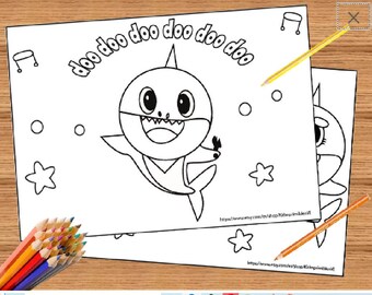 Baby Shark Coloring Page Etsy Baby Shark Coloring Page Etsy