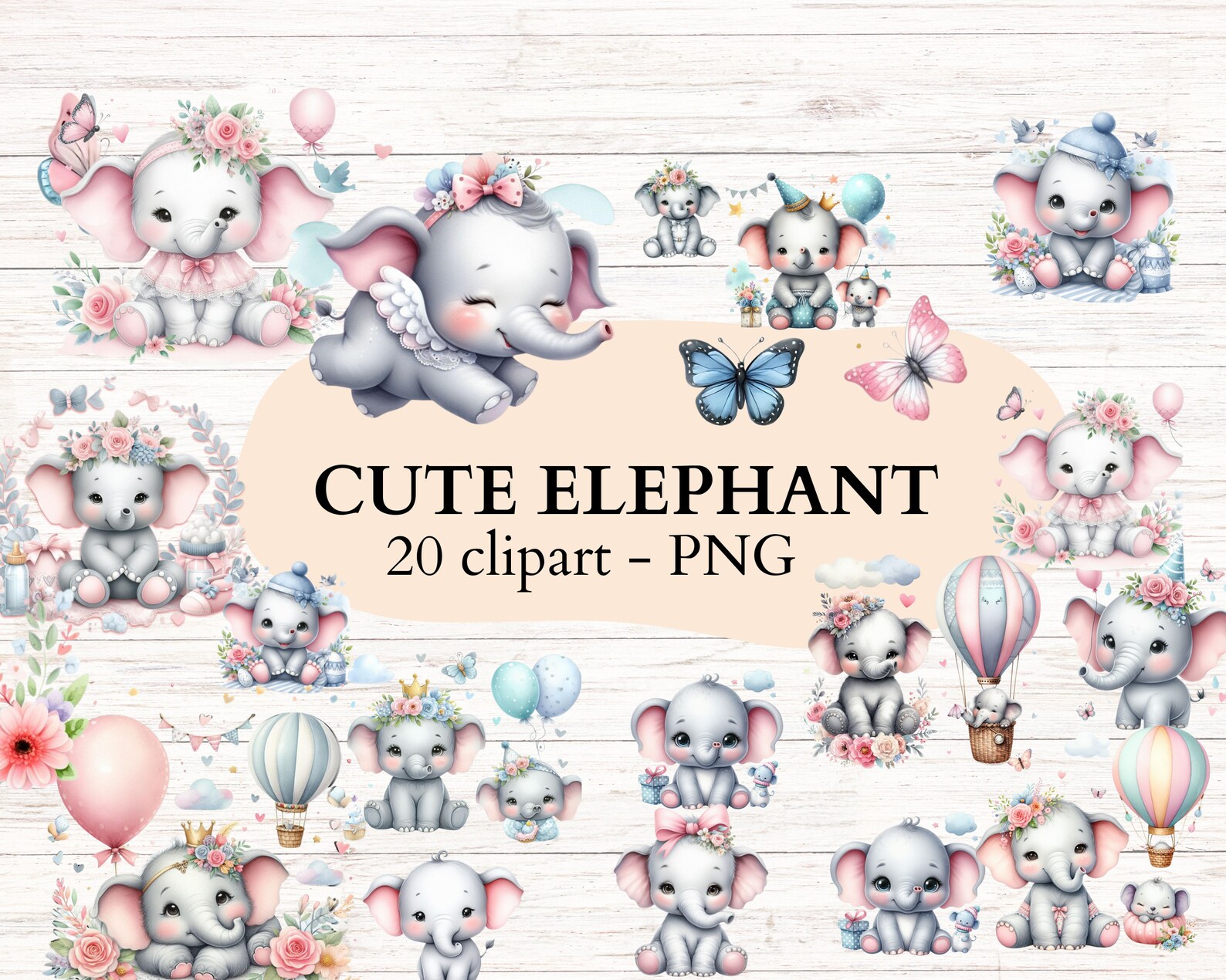 Cute Elephant Baby Shower Png - Elephant Clipart - Baby Elephants ...