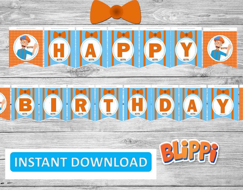 Blippi Banner Happy Birthday | Etsy