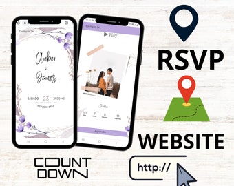 Digital Wedding Invitation and RSVP - Mini Wedding Website - Romantic Wedding Website Invitation with Lavender Flowers