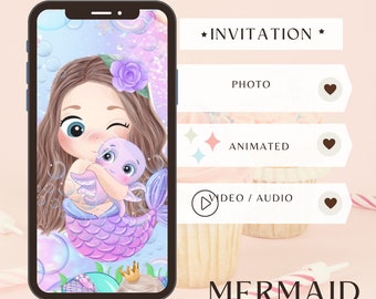 Mermaid Invitation Party video, Mermaid Birthday invitation, Mermaid Party Invite