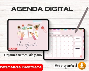 Digital Agenda in Spanish, Interactive Planner, Digital Agenda 2024. 2025, Perpetual Agenda, Monthly Digital Agenda Digital Planner