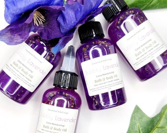 Bubbly Lavender Bath & Body Oil | Lavender Scent | Body Oil With Flowers | 2 oz